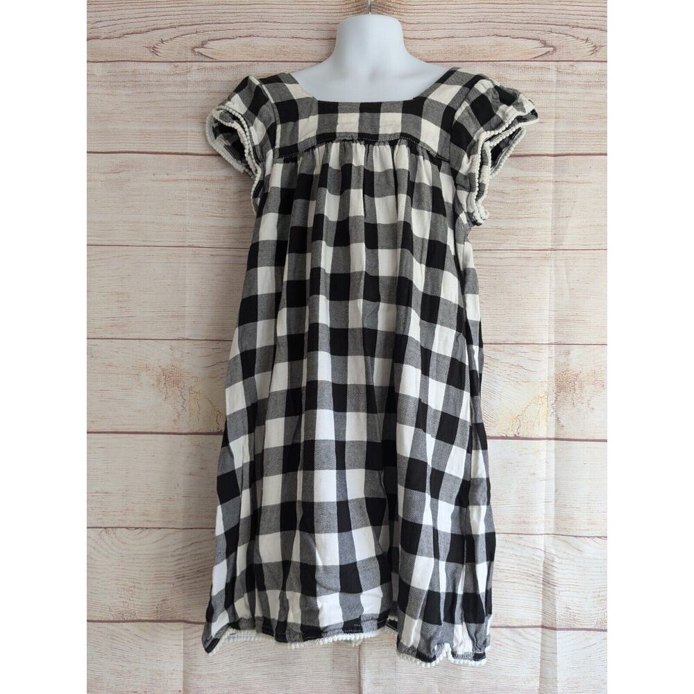 A.T.U.N. Black And White Buffalo Plaid Babydoll Dress Girls 7-8 years